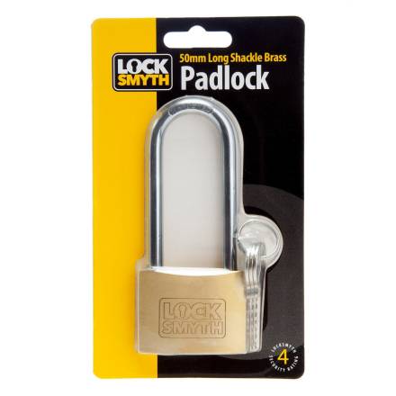 X-TRADE Locksmyth 50mm Long Shackle Brass Padlock