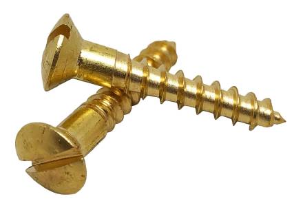 Brass Woodscrews Slotted Countersunk Head No.10 x 1-1/2" (5.0 x 40mm)
