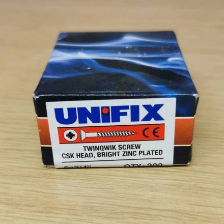 Unifix Twinqwik 10mm x 1" Countersunk Twinthread BZP Woodscrew Pack of 200