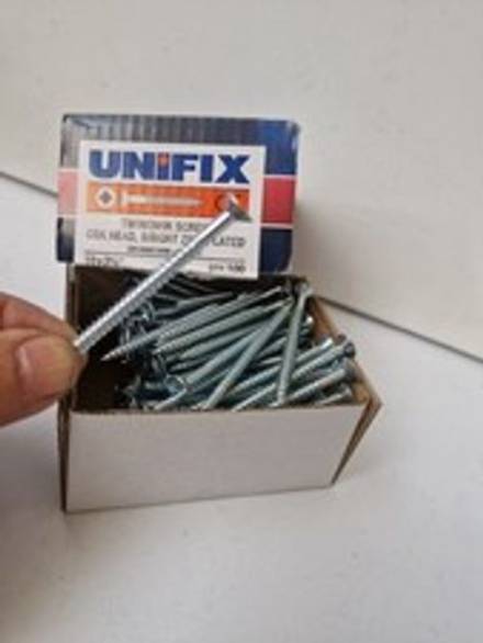 Unifix Twinqwik No.8 x 3/4" Countersunk Pozi BZP Twin-Thread Woodscrew Pack of 100