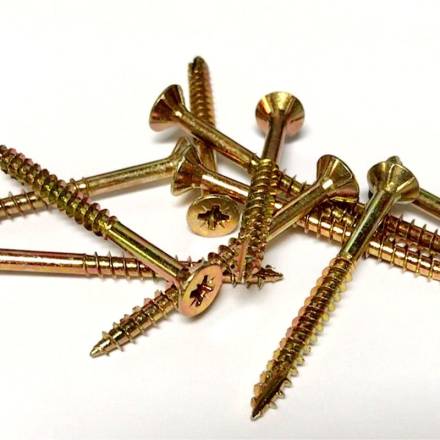 Unifix M3.5 x 12mm Pozi CSK Yellow Zinc Plated Chippy Woodscrews - Pack of 200