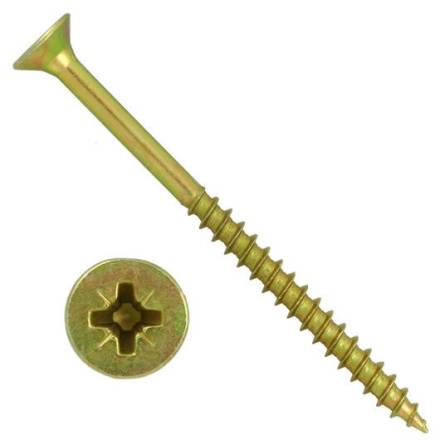 4.0 x 35mm Countersunk Zinc Yellow Passivated Wood Screw