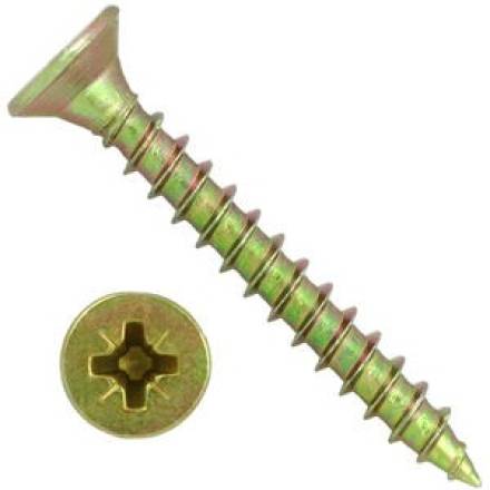 4.0 x 50mm Countersunk Zinc Yellow Passivated Woodscrew