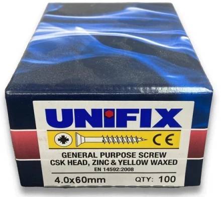 General Purpose Chippy Woodscrew Pozi CSK Head ZYP 4.5 x 60mm