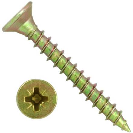 Countersunk Zinc Yellow Passivated Wood Screw 5.0 x 30mm