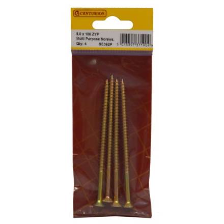 6.0 x 100mm Countersunk Zinc Yellow Passivated Wood Screw