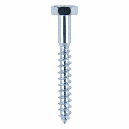 M10 x 120mm Bright Zinc Plated Hex Head Coach Screw DIN 571
