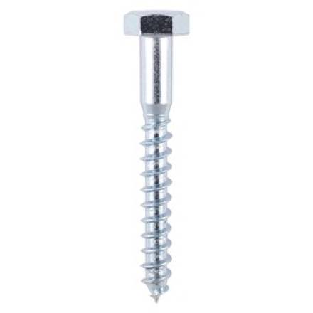M10 x 150mm Bright Zinc Plated Hexagon Head Coach Screw DIN 571 (Bag of 16)