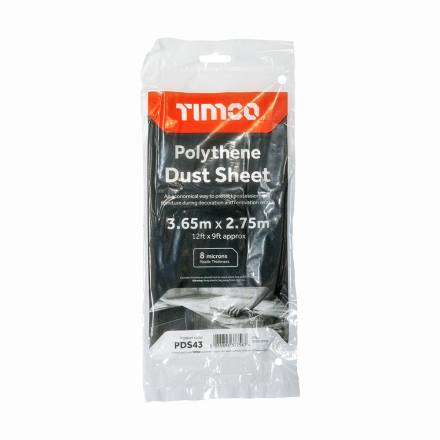 TIMCO Polythene Dust Sheet 3.65 x 2.75m Clear 8 Micron