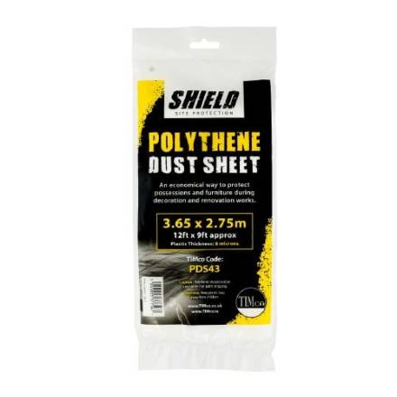 TIMCO Polythene Dust Sheet 3.65 x 2.75m Clear 8 Micron