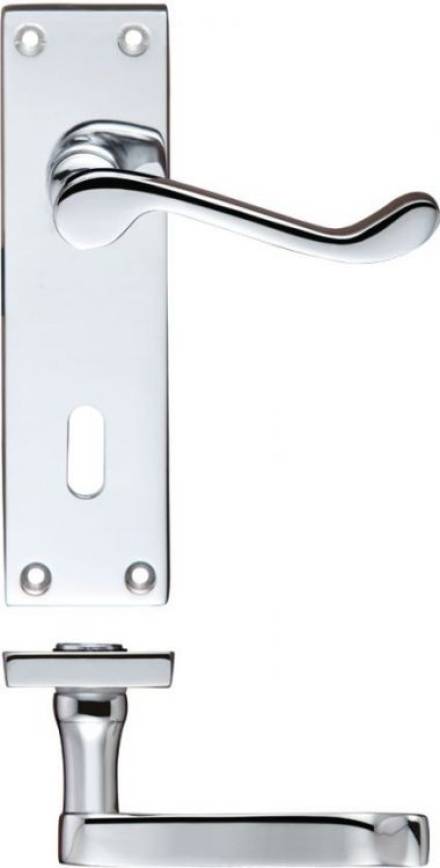 Zoo Hardware Project Victorian Scroll Lever on Lock Backplate Polished Chrome 150 x 40mm