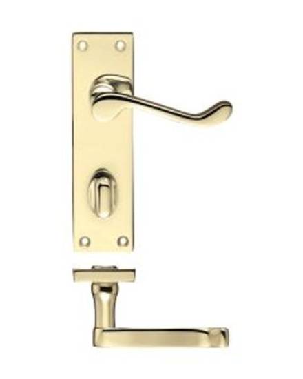 Zoo Hardware Project Victorian Scroll Lever on Bathroom Backplate 150 x 40mm Electro Brass
