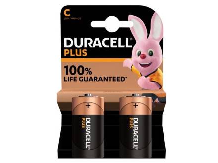 Duracell Plus C Cell Alkaline Battery Pack of 2