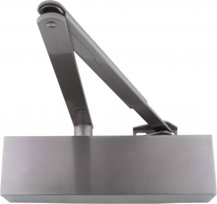 Synergy Hardware S600 EN2-4 Overhead Door Closer Satin Stainless Steel Semi-Radius Cover