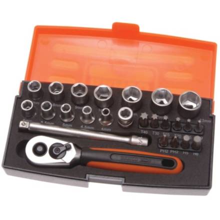 Bahco SL25 1/4" Drive Metric Socket and Bit Set 25-Piece