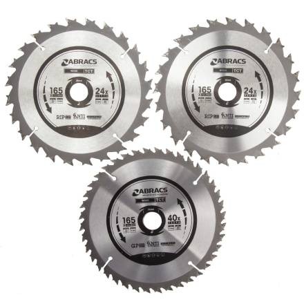 Abracs TCTC1653 TCT Circular Saw Blade Triple Pack 165 x 20mm 24T and 40T