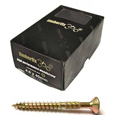 Timberfix 360 Pozi CSK Wood Screw Tub 5.0 x 40mm Zinc and Yellow Passivated (360 Screws)