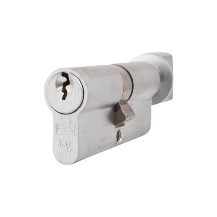 Euro and Turn Cylinder Satin Chrome 70mm