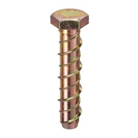 Thunderbolt All-Purpose Anchor Hexagon Head Zinc and Yellow Plated CE M10 x 130mm