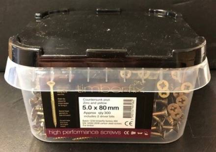 Unifix Vortex Multi-Purpose Power Screw 5.0 x 80mm Zinc and Yellow CE (Box of 100)