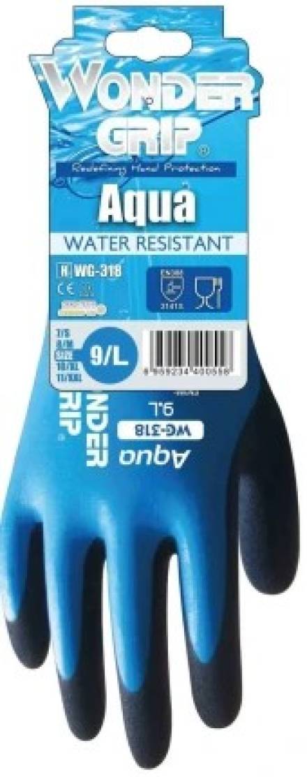 WonderGrip WG-318 Aqua Double Latex Fully Coated Waterproof Work Glove XL/10