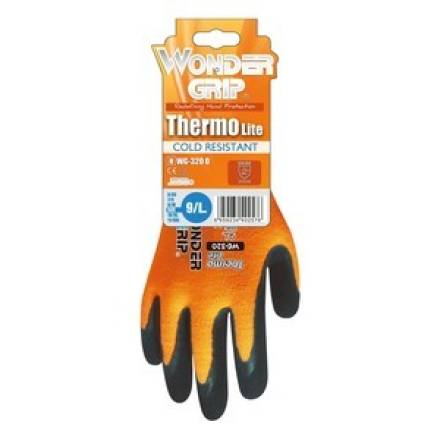WonderGrip Thermo Lite WG-320O Double Latex Cold Protection Gloves - Orange XL