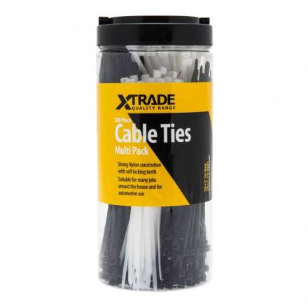 X-Trade 500-Piece Mixed Cable Tie Multi-Pack - 3.6 x 150mm and 4.8 x 200mm