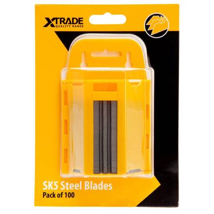 X-Trade SK5 Premium Utility Knife Blades - Pack of 100 with Wall-Mountable Dispenser
