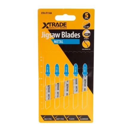 X-TRADE T118B Metal Cutting Jigsaw Blades (Pack of 5)