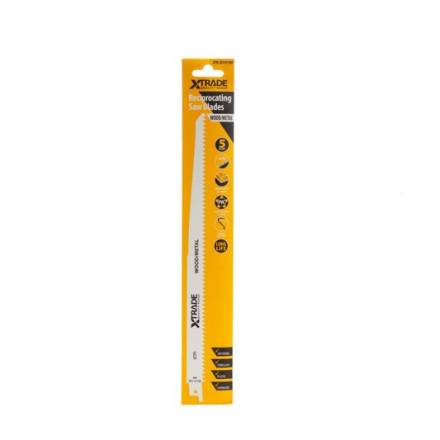 X-TRADE S1411DF BiMetal Reciprocating Saw Blades Wood and Metal 300mm 6 TPI Pack of 5