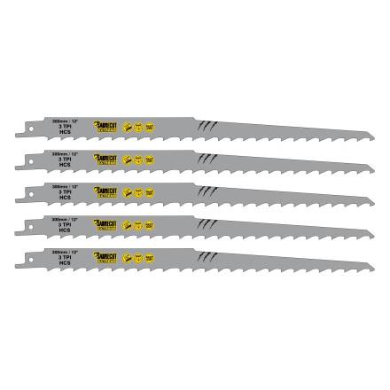 X-TRADE S1617K Reciprocating Saw Blades for Wood 300mm 3 TPI - Pack of 5