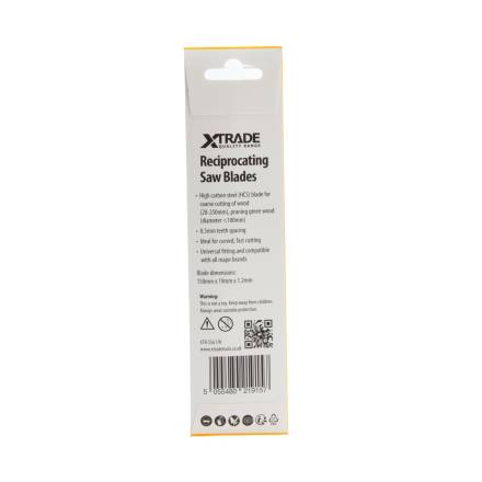 X-TRADE S617K HCS Reciprocating Saw Blade for Wood 150mm Pack of 5