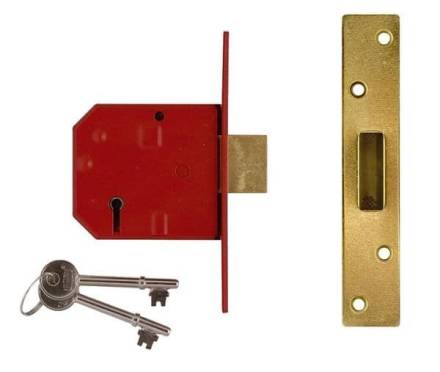Union 2134E 5-Lever BS Mortice Deadlock Polished Brass 79.5mm (3")