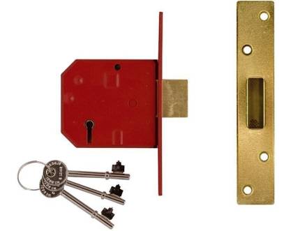Union 2134E 5-Lever BS Mortice Deadlock Polished Brass 79.5mm (3")