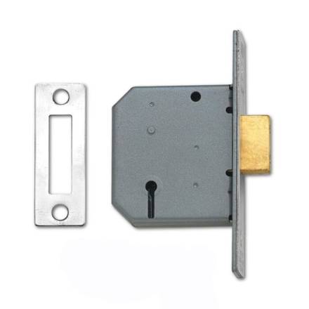 Union 2177 3 Lever Mortice Deadlock Satin Chrome 65mm 2.5" Visi