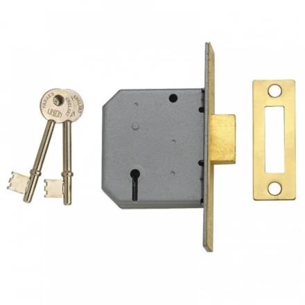 Union 2177 3 Lever Mortice Deadlock Satin Chrome 65mm 2.5" Visi