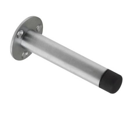 Zoo Hardware Cylinder Door Stop With Rose 90mm Satin Chrome - ZAB09BSC