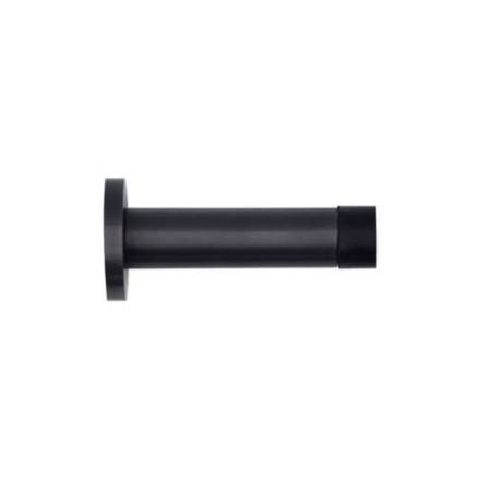 Zoo Hardware Cylinder Door Stop With Rose 70mm Projection Powder Coat Black