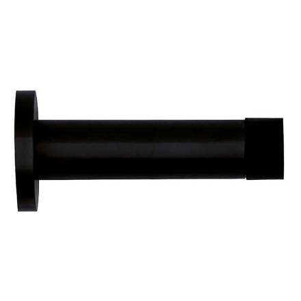 Zoo Hardware Cylinder Door Stop With Rose 70mm Projection Powder Coat Black