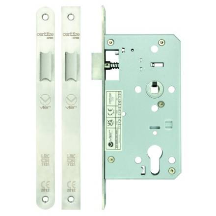 Zoo Hardware Vier DIN Mortice Latch 60mm Backset Satin Stainless Steel