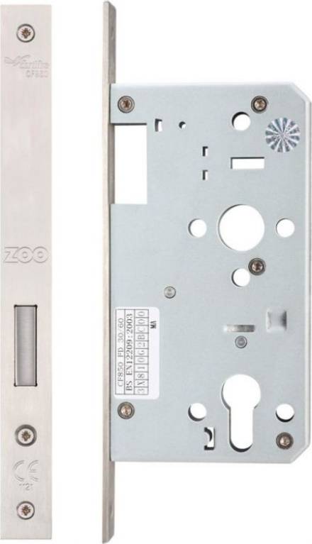 Zoo Hardware DIN Euro Deadlock - 60mm Backset, Satin Stainless Steel