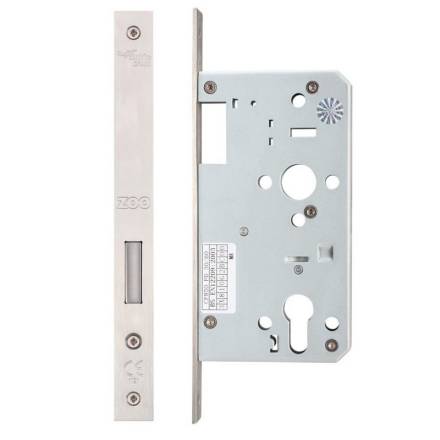 Zoo Hardware DIN Euro Deadlock - 60mm Backset, Satin Stainless Steel