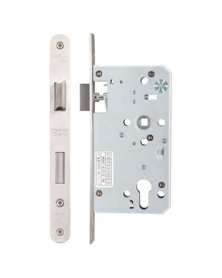 Zoo Hardware DIN Escape Lock Square Profile Satin Stainless Steel 60mm Backset