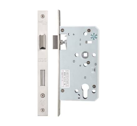 Zoo Hardware DIN Escape Lock Square Profile Satin Stainless Steel 60mm Backset