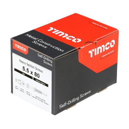 TIMCO Metal Construction Heavy Section Hex Self-Drilling TEK Screw with EPDM Washer Zinc 5.5 x 80mm